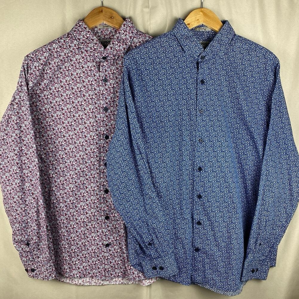 Express Fitted Floral Long Sleeve Button Down Shirts Men’s sz Large Lot of 2